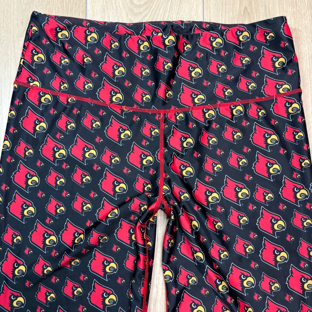 Louisville Cardinals NCAA All Over Print Leggings Womens XL Black Red Athletic